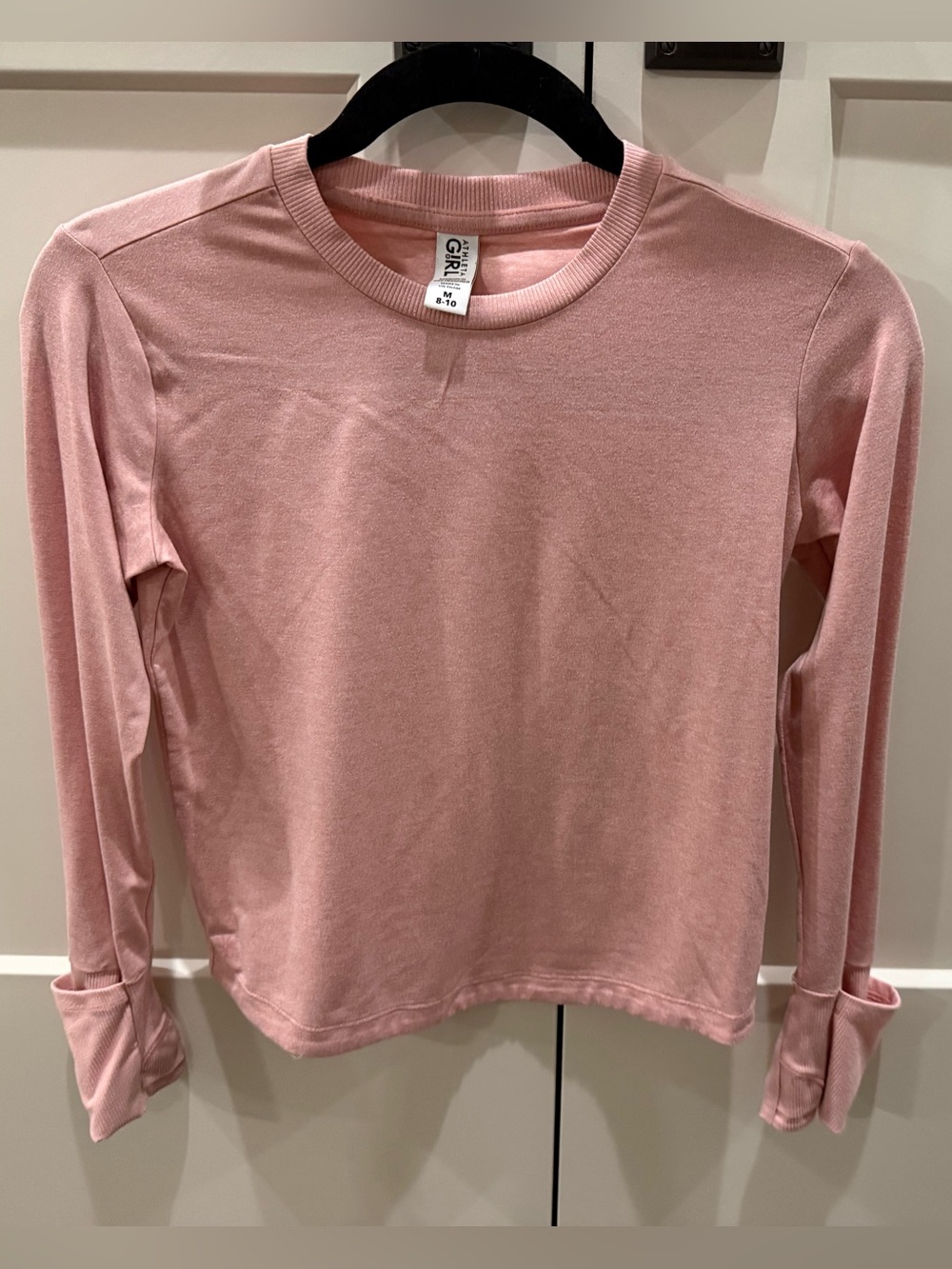Athleta Girls' Pink Performance Long Sleeve Top, Sz 8-10